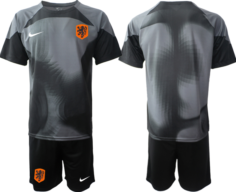 Men 2022 World Cup National Team Netherlands black goalkeeper blank Soccer Jersey-0